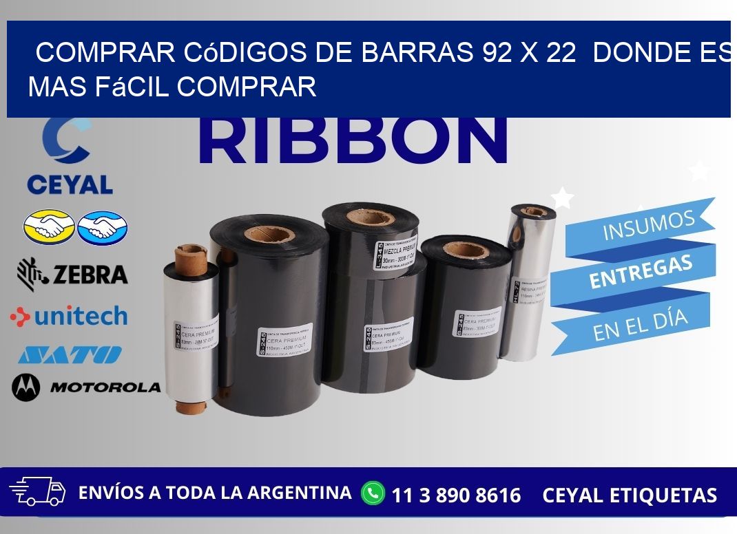 Comprar códigos de barras 92 x 22  Donde es mas fácil comprar
