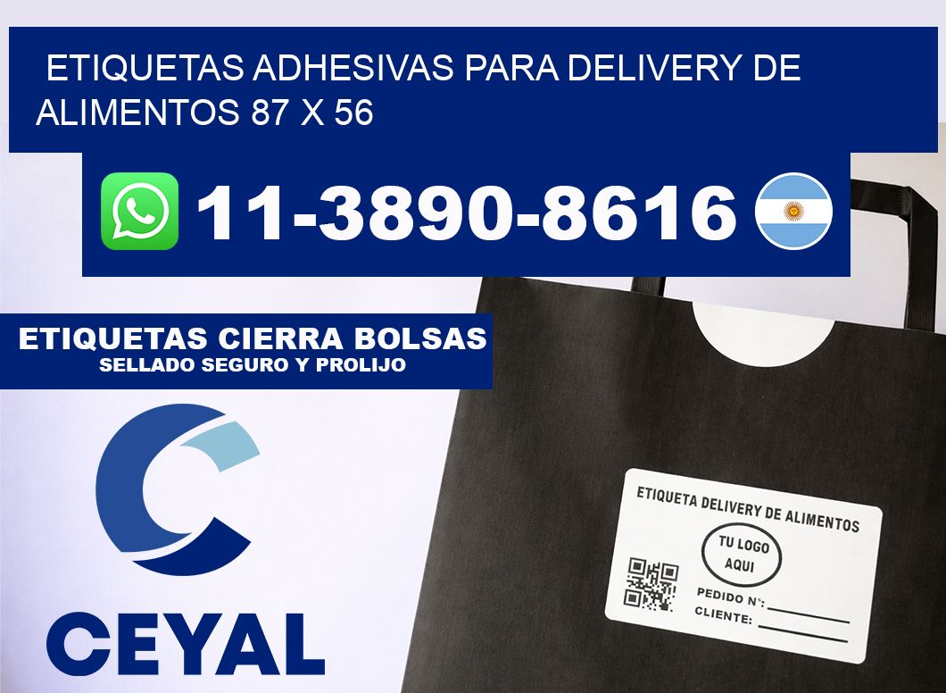 ETIQUETAS ADHESIVAS PARA DELIVERY DE ALIMENTOS 87 x 56