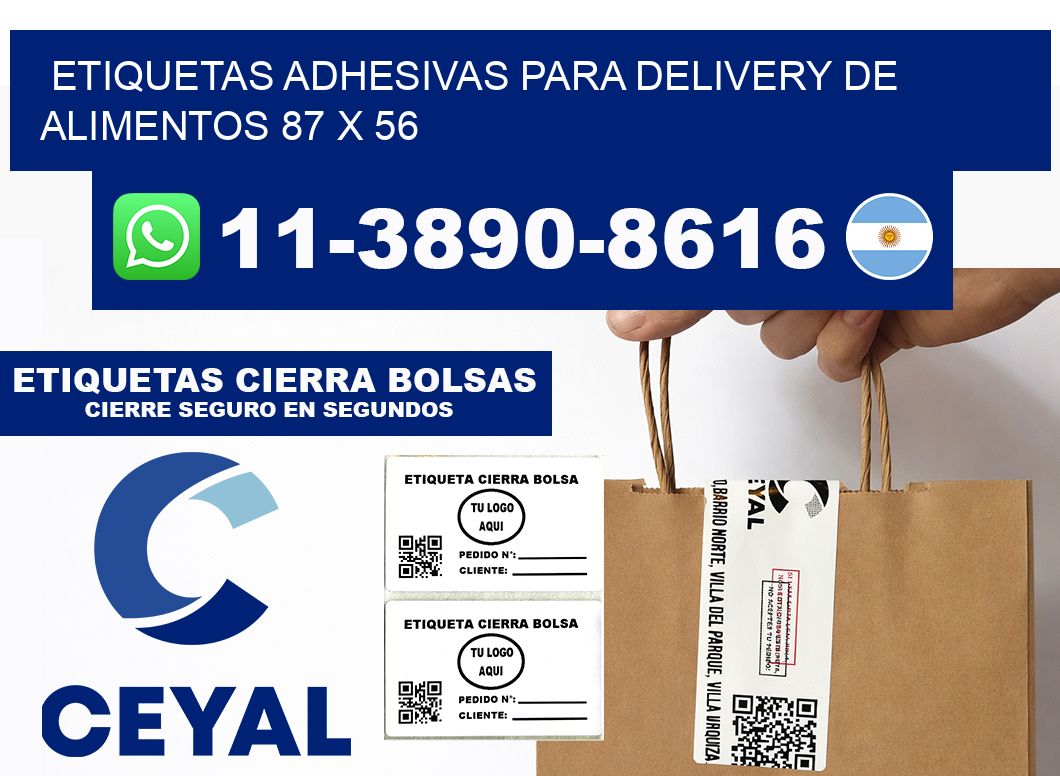 ETIQUETAS ADHESIVAS PARA DELIVERY DE ALIMENTOS 87 x 56