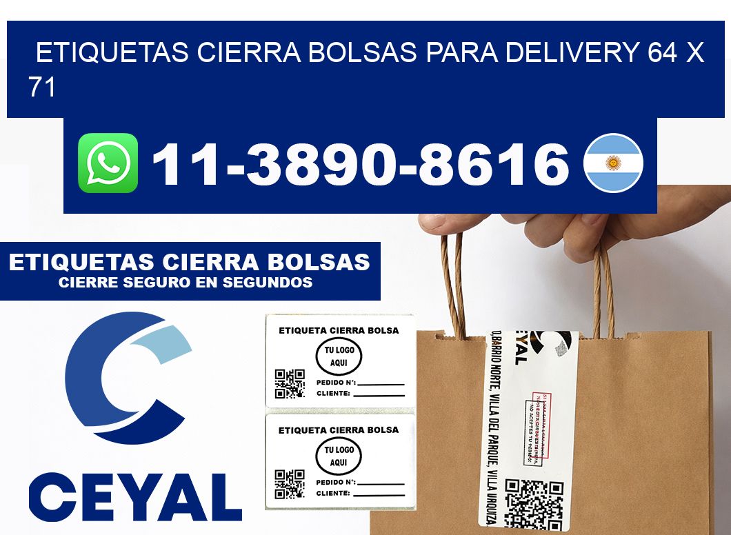 ETIQUETAS CIERRA BOLSAS PARA DELIVERY 64 x 71