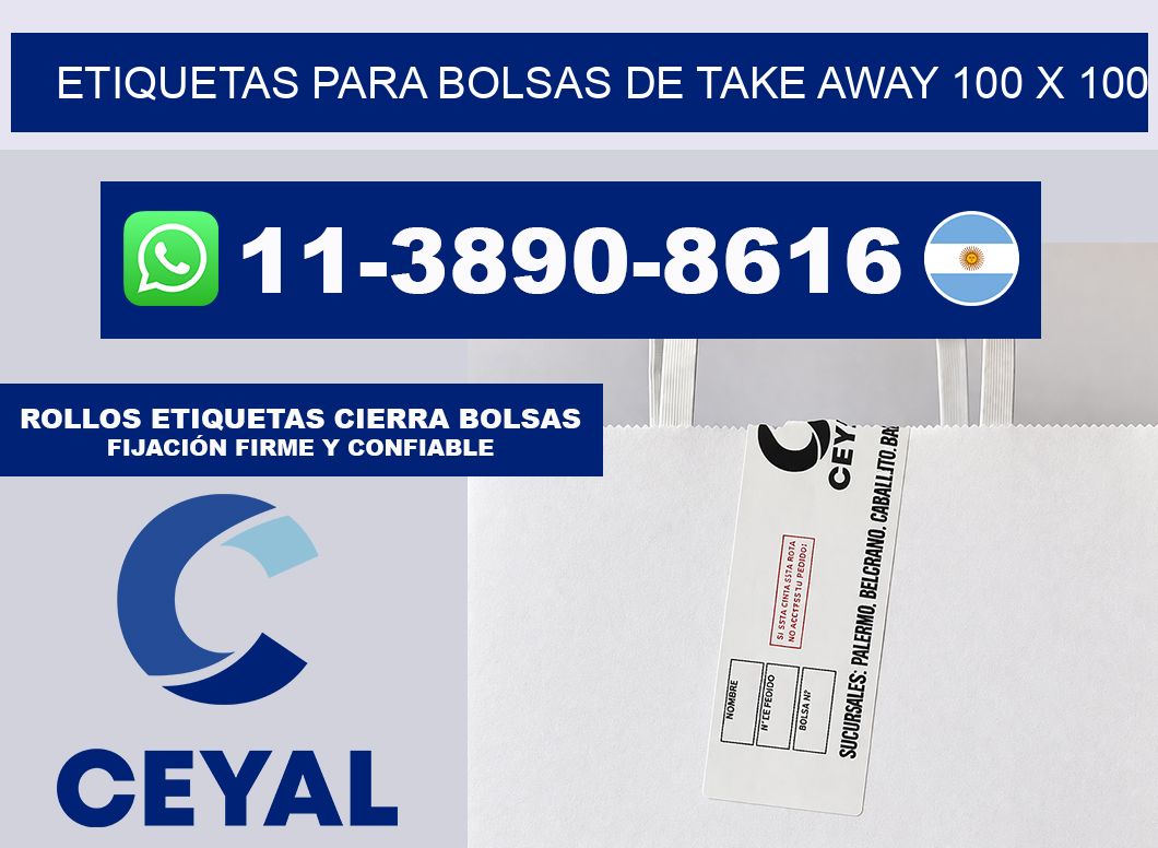 ETIQUETAS PARA BOLSAS DE TAKE AWAY 100 x 100