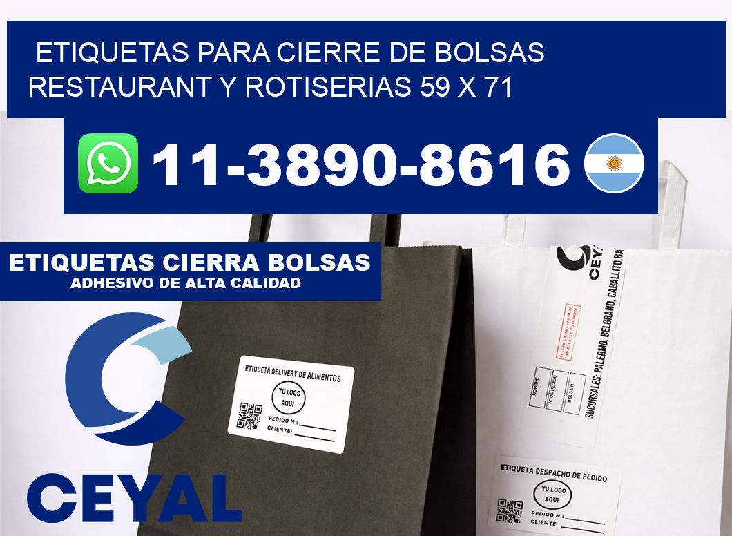 ETIQUETAS PARA CIERRE DE BOLSAS RESTAURANT Y ROTISERIAS 59 x 71