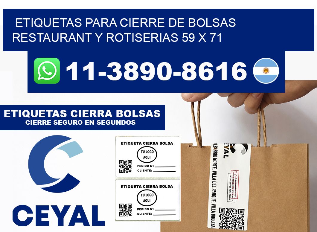 ETIQUETAS PARA CIERRE DE BOLSAS RESTAURANT Y ROTISERIAS 59 x 71