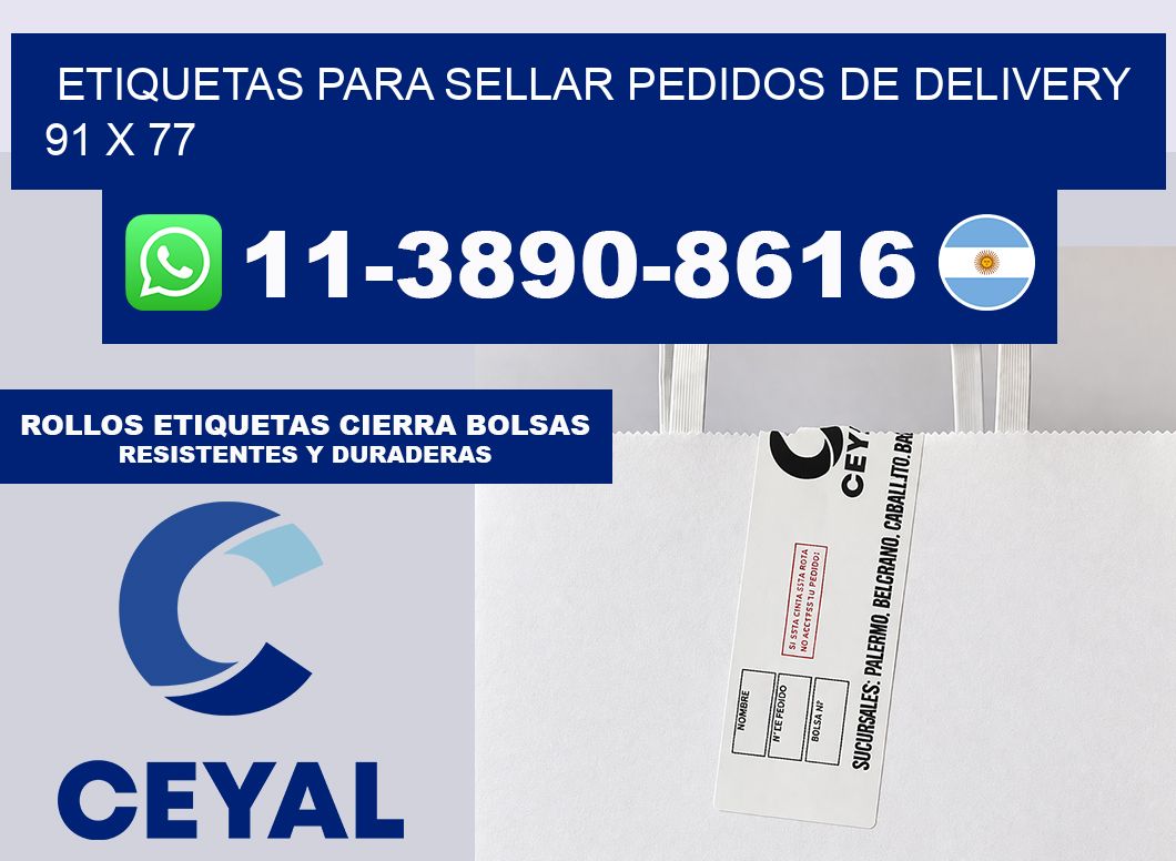 ETIQUETAS PARA SELLAR PEDIDOS DE DELIVERY 91 x 77