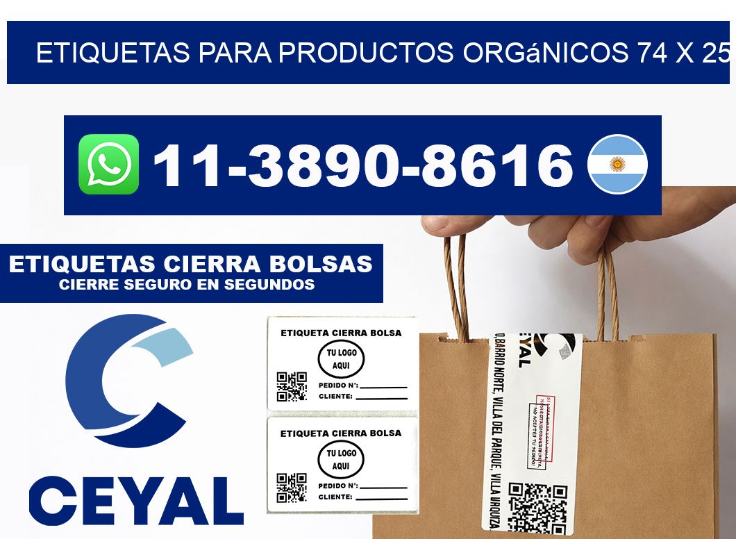 Etiquetas para productos orgánicos 74 x 25
