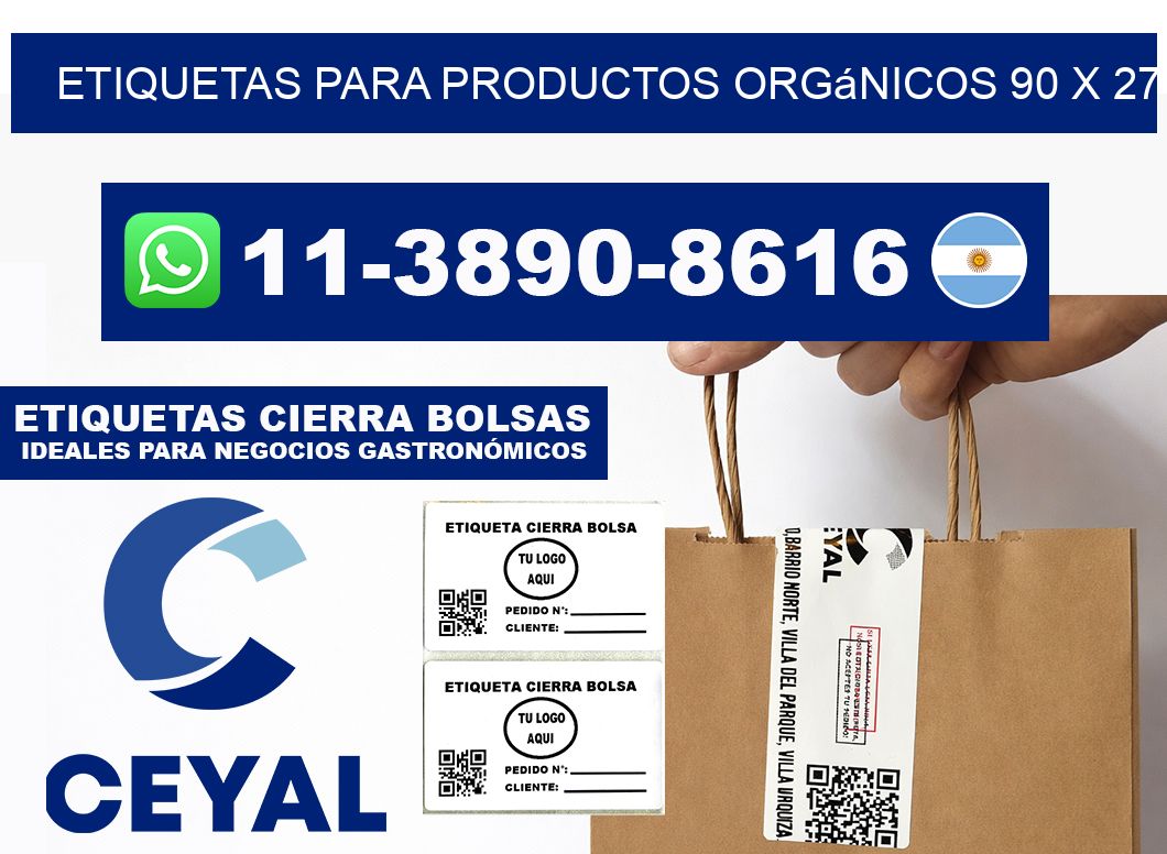 Etiquetas para productos orgánicos 90 x 27