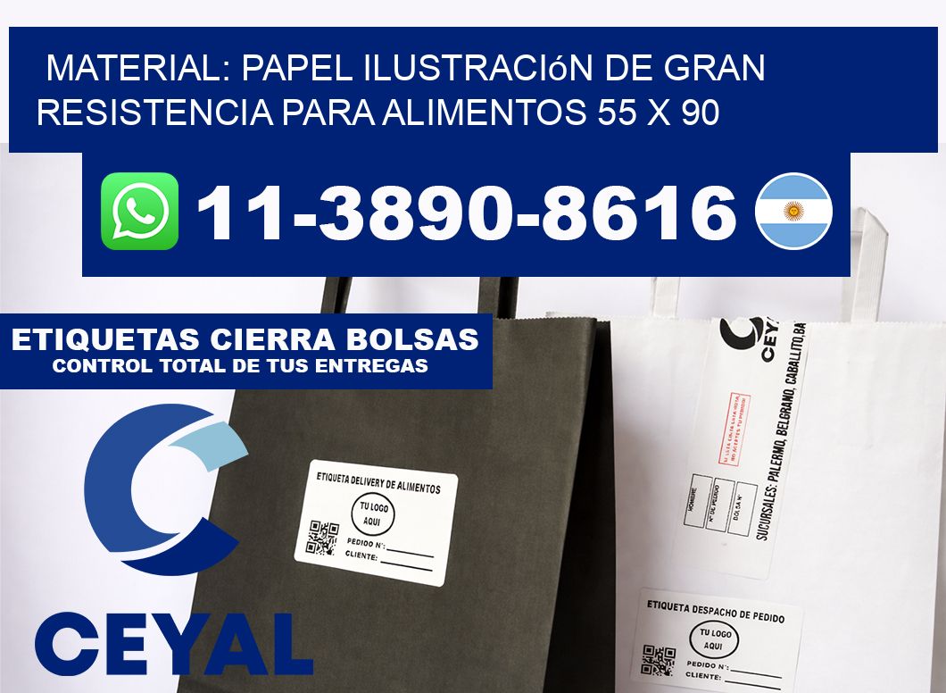 Material: papel ilustración de gran resistencia para alimentos 55 x 90