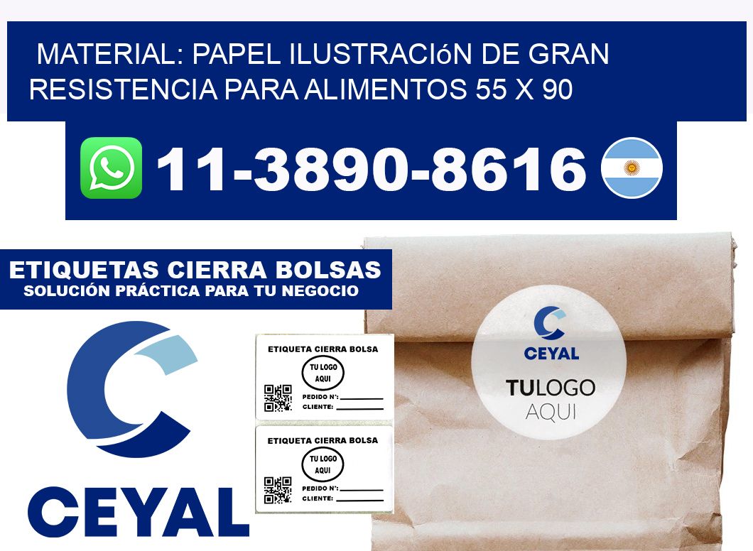 Material: papel ilustración de gran resistencia para alimentos 55 x 90
