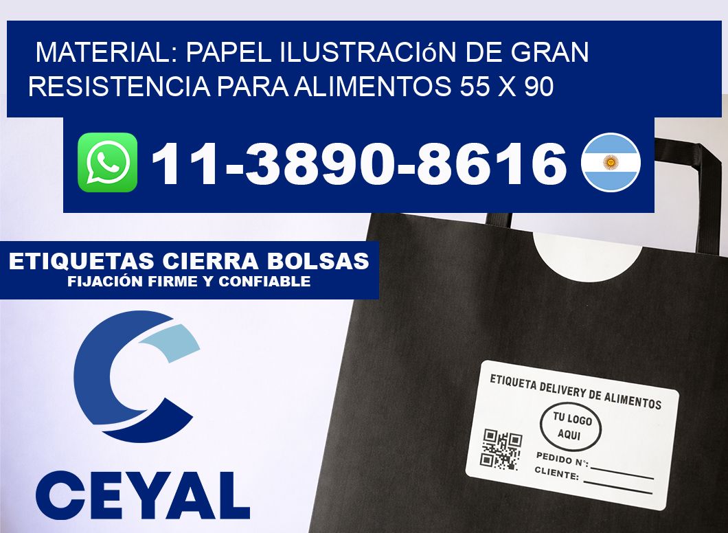 Material: papel ilustración de gran resistencia para alimentos 55 x 90
