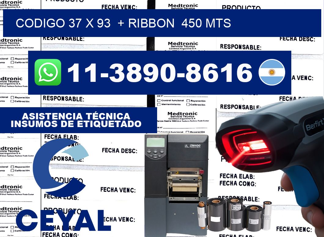codigo 37 x 93  + ribbon  450 mts