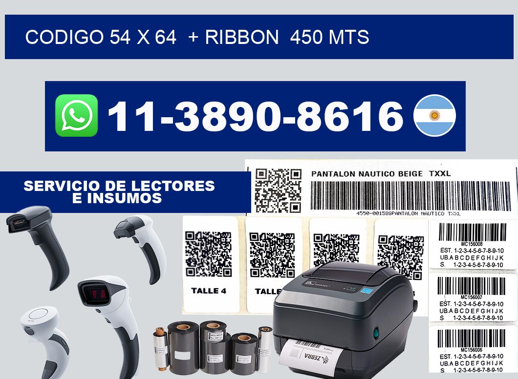 codigo 54 x 64  + ribbon  450 mts