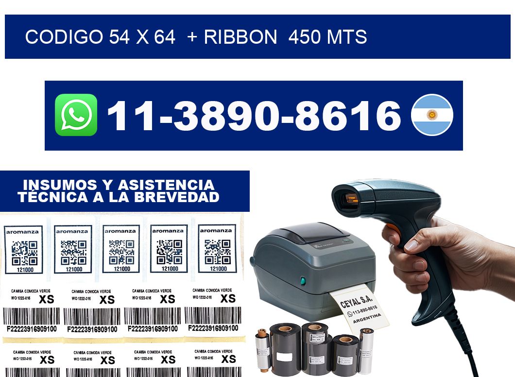 codigo 54 x 64  + ribbon  450 mts
