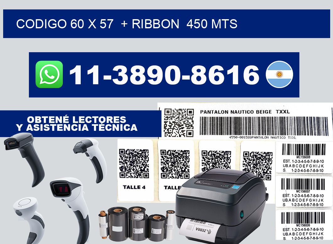 codigo 60 x 57  + ribbon  450 mts