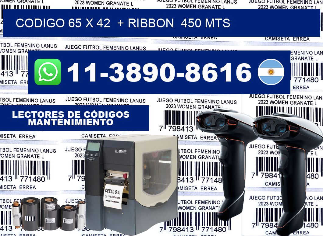 codigo 65 x 42  + ribbon  450 mts