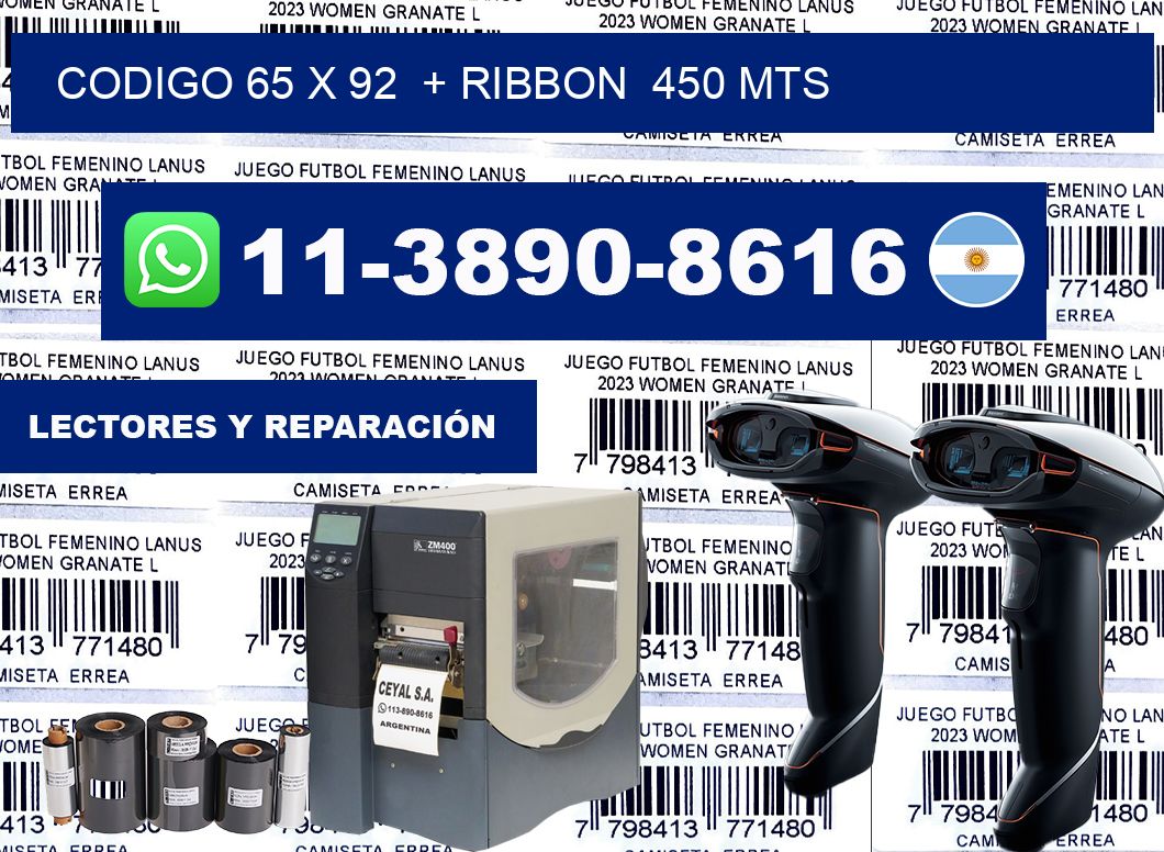 codigo 65 x 92  + ribbon  450 mts