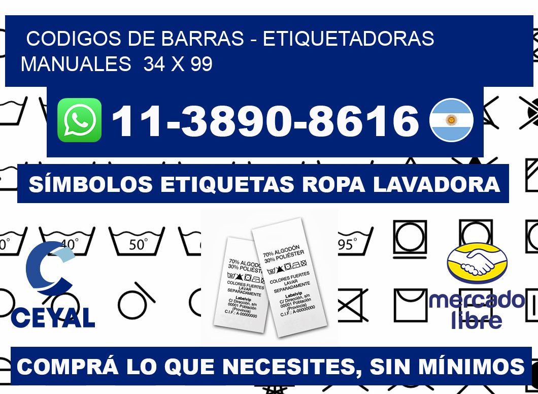 codigos de barras - Etiquetadoras Manuales  34 x 99