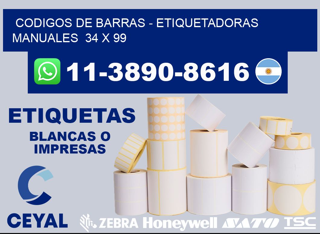 codigos de barras - Etiquetadoras Manuales  34 x 99