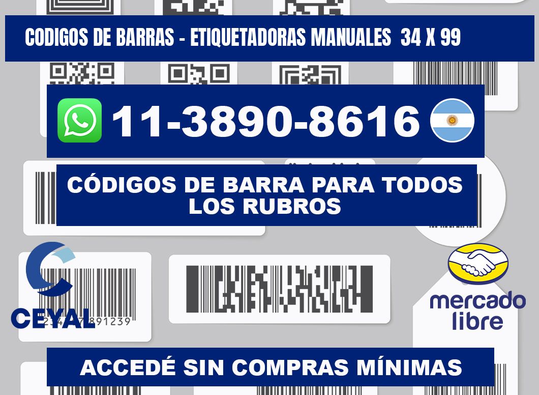codigos de barras - Etiquetadoras Manuales  34 x 99