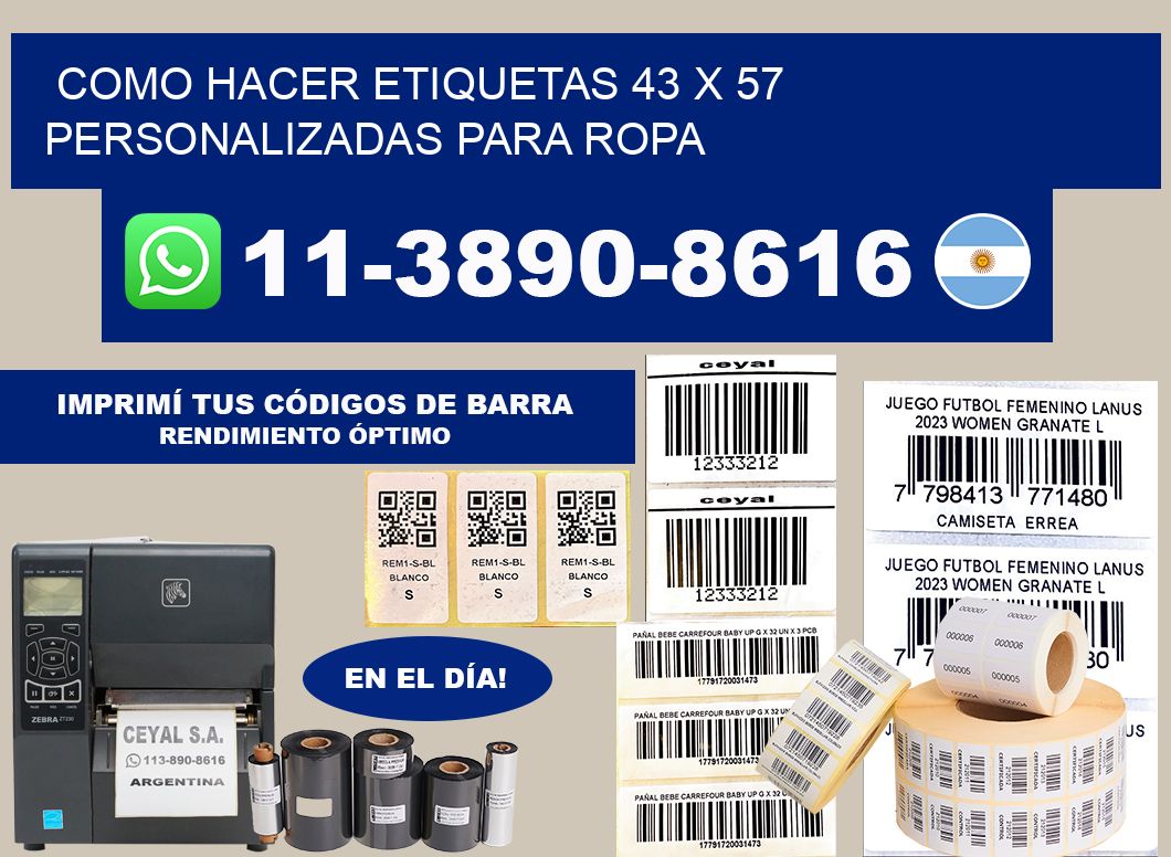 como hacer etiquetas 43 x 57 personalizadas para ropa