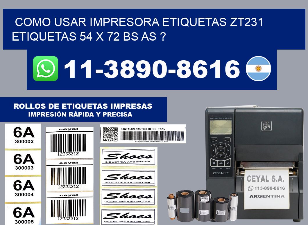 como usar impresora etiquetas zt231 etiquetas 54 x 72 BS AS ?