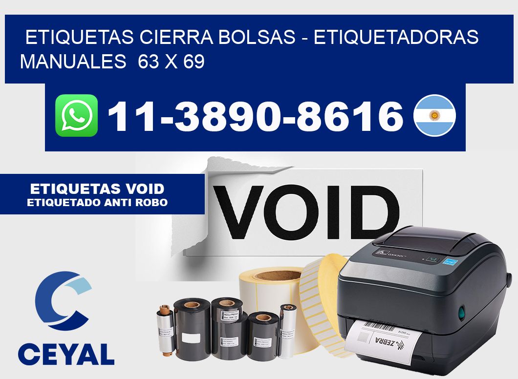 etiquetas cierra bolsas - Etiquetadoras Manuales  63 x 69