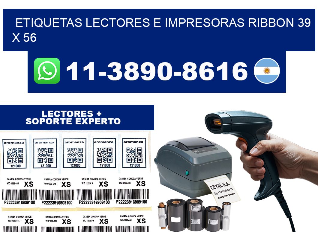 etiquetas lectores e impresoras ribbon 39 x 56