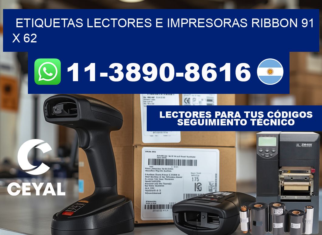 etiquetas lectores e impresoras ribbon 91 x 62