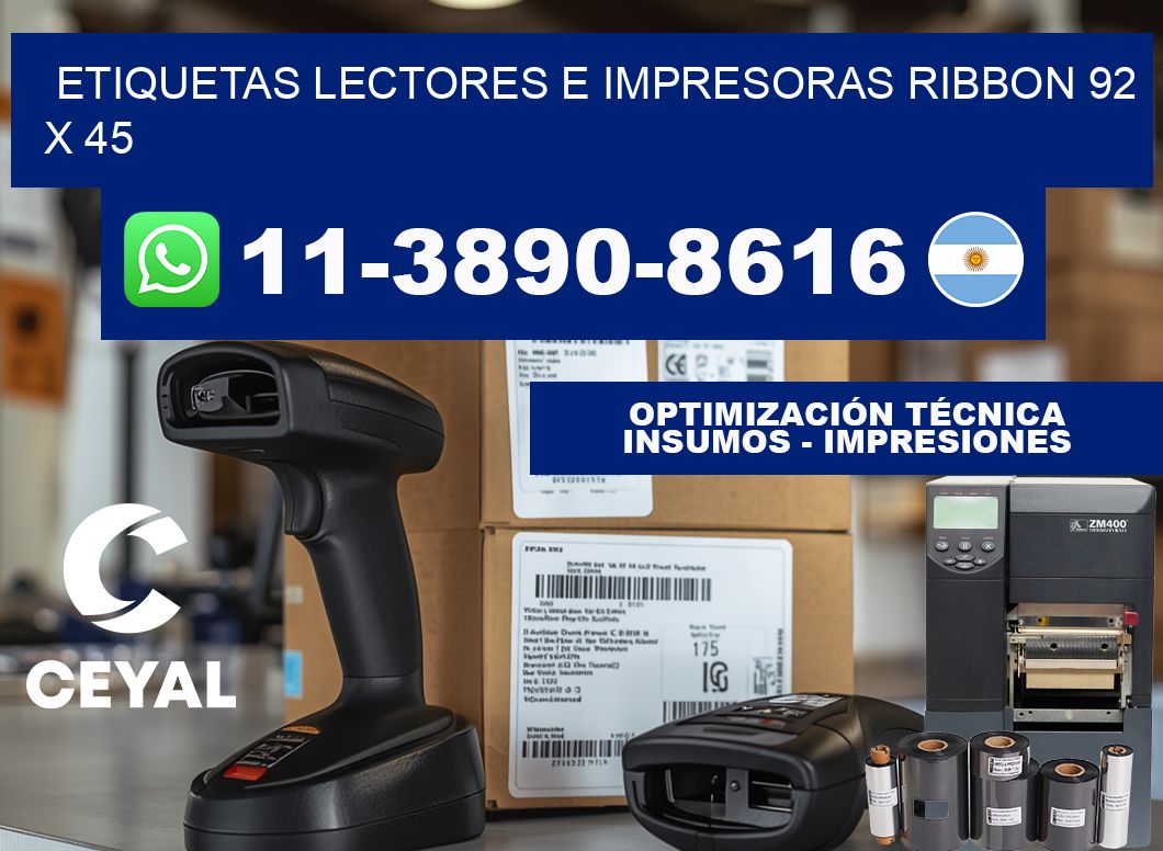 etiquetas lectores e impresoras ribbon 92 x 45