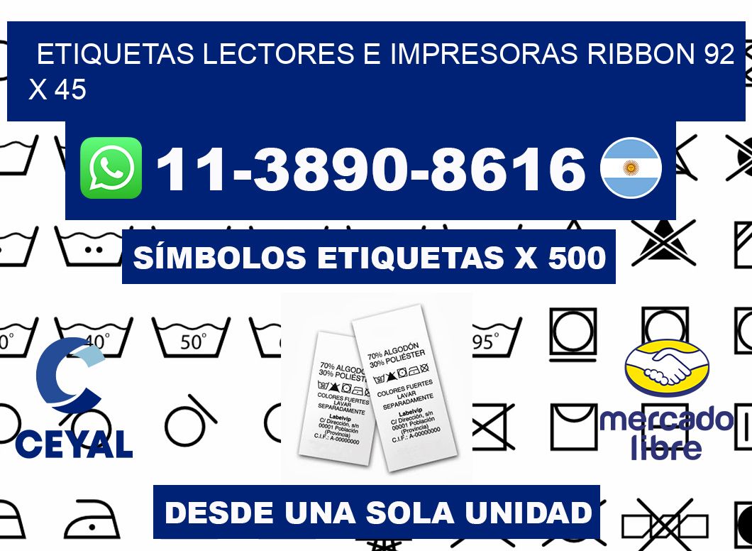 etiquetas lectores e impresoras ribbon 92 x 45
