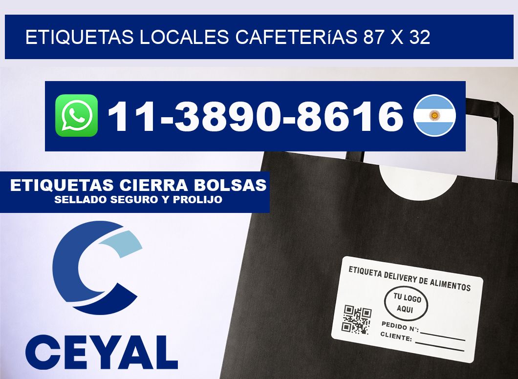 etiquetas locales cafeterías 87 x 32