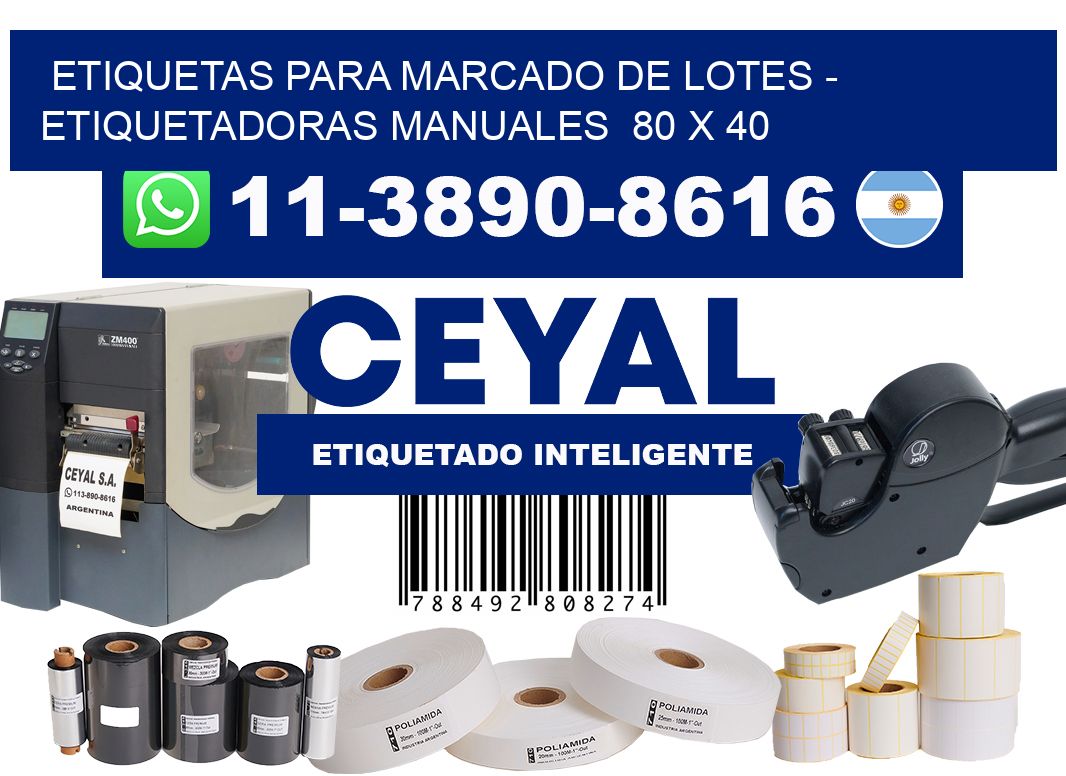 etiquetas para marcado de lotes - Etiquetadoras Manuales  80 x 40