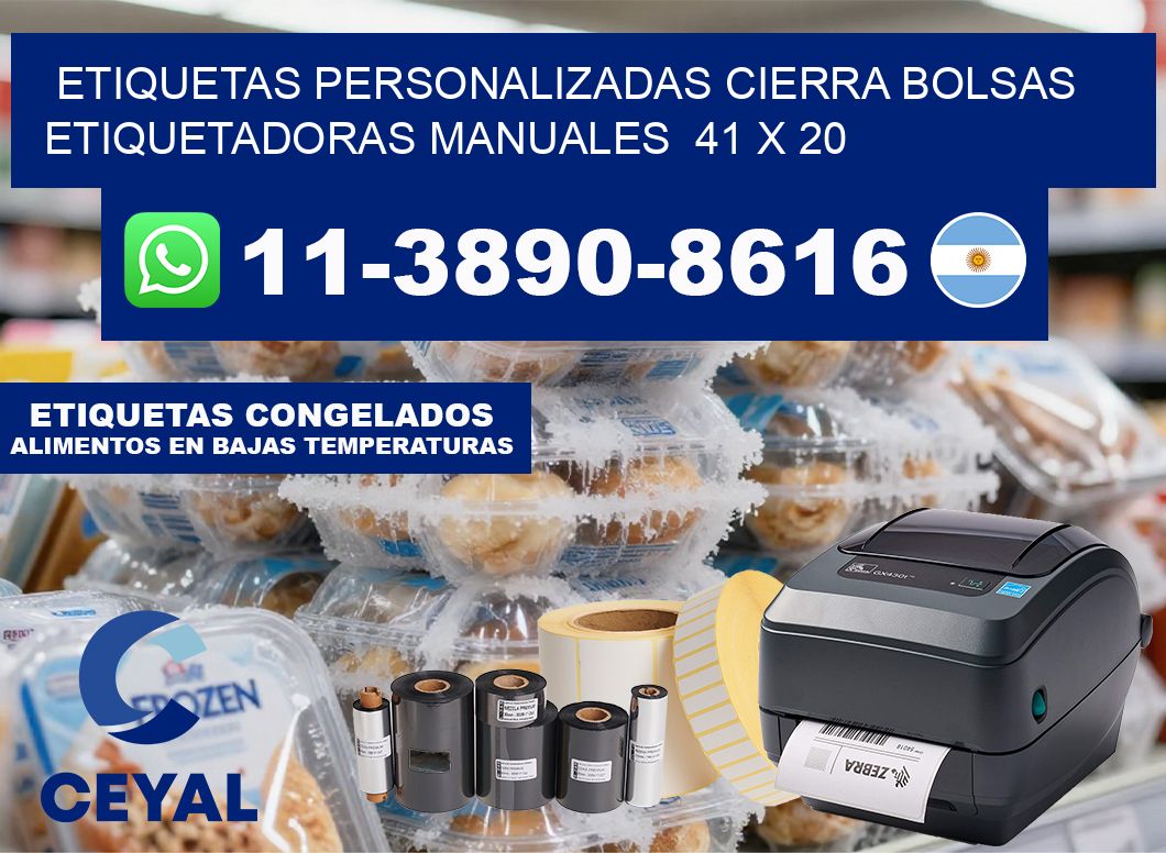 etiquetas personalizadas cierra bolsas  Etiquetadoras Manuales  41 x 20