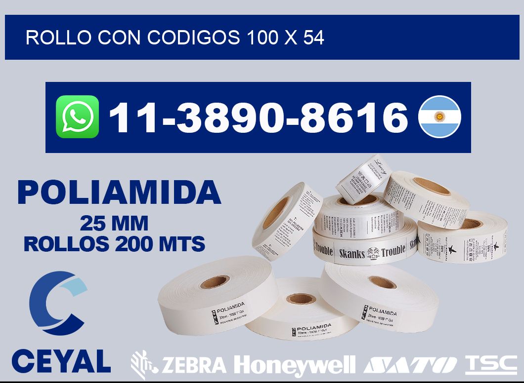 rollo con codigos 100 x 54