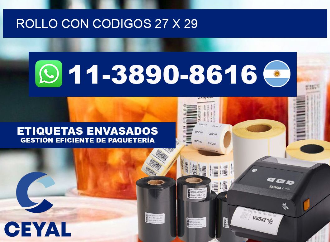 rollo con codigos 27 x 29