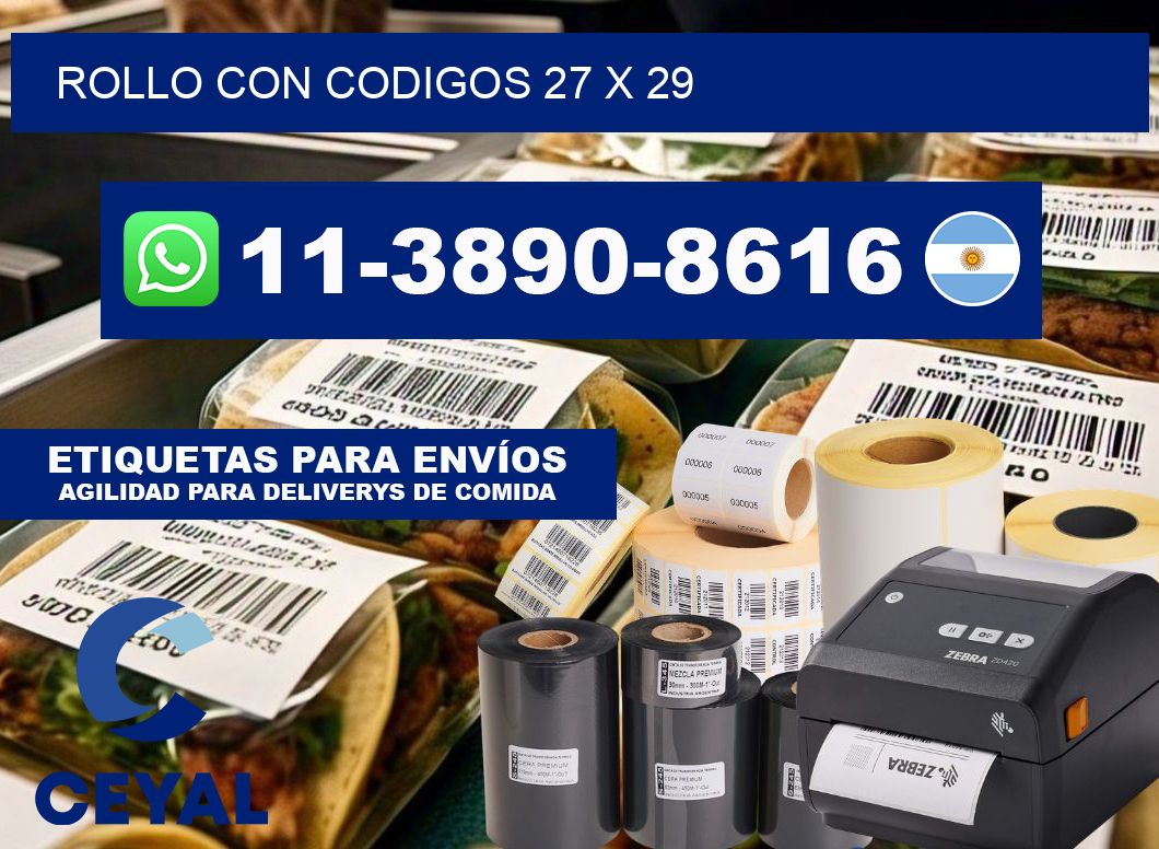 rollo con codigos 27 x 29