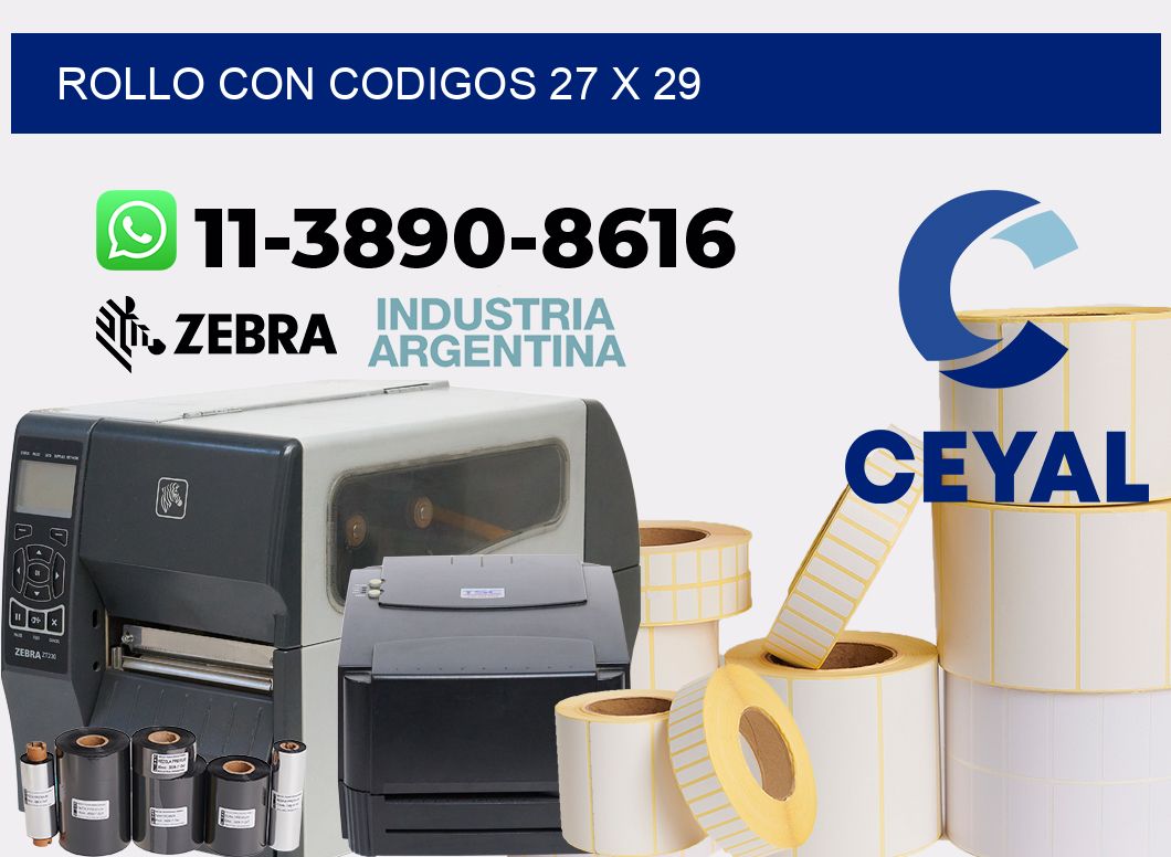 rollo con codigos 27 x 29