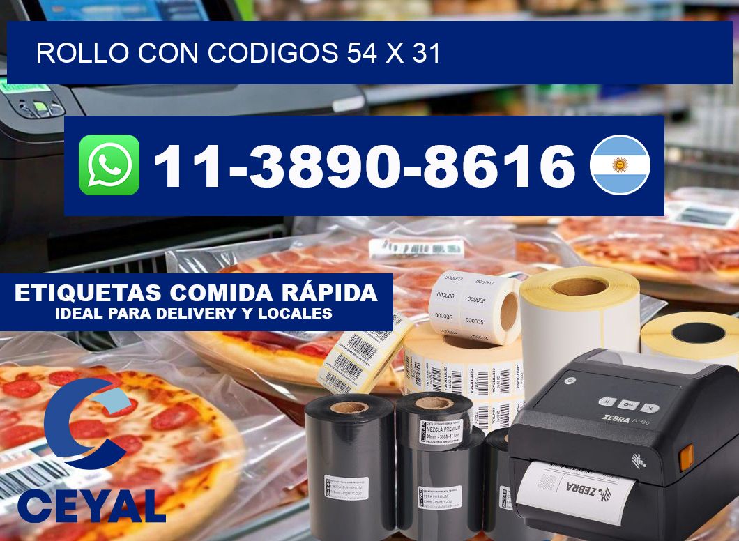 rollo con codigos 54 x 31