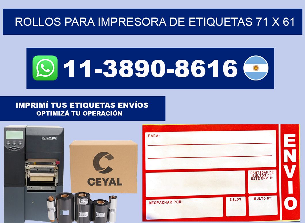 rollos para impresora de etiquetas 71 x 61