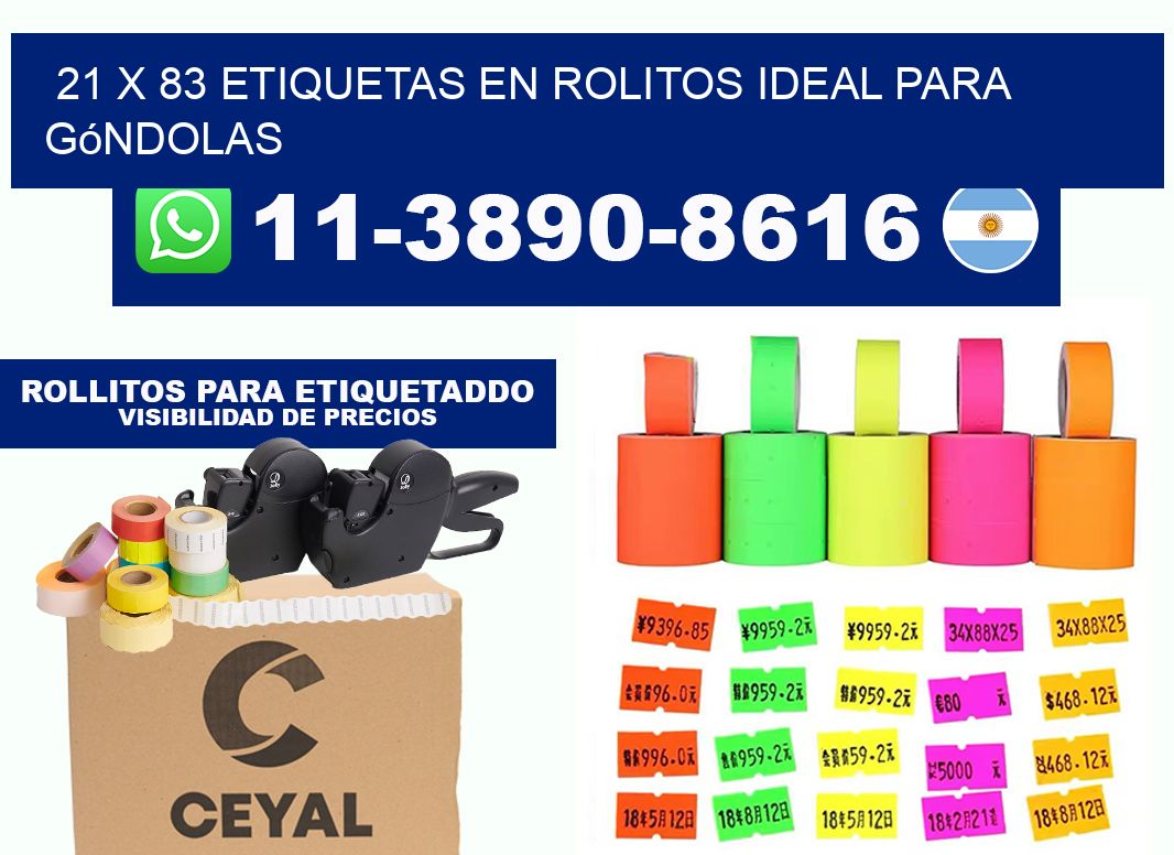 21 x 83 etiquetas en rolitos ideal para góndolas