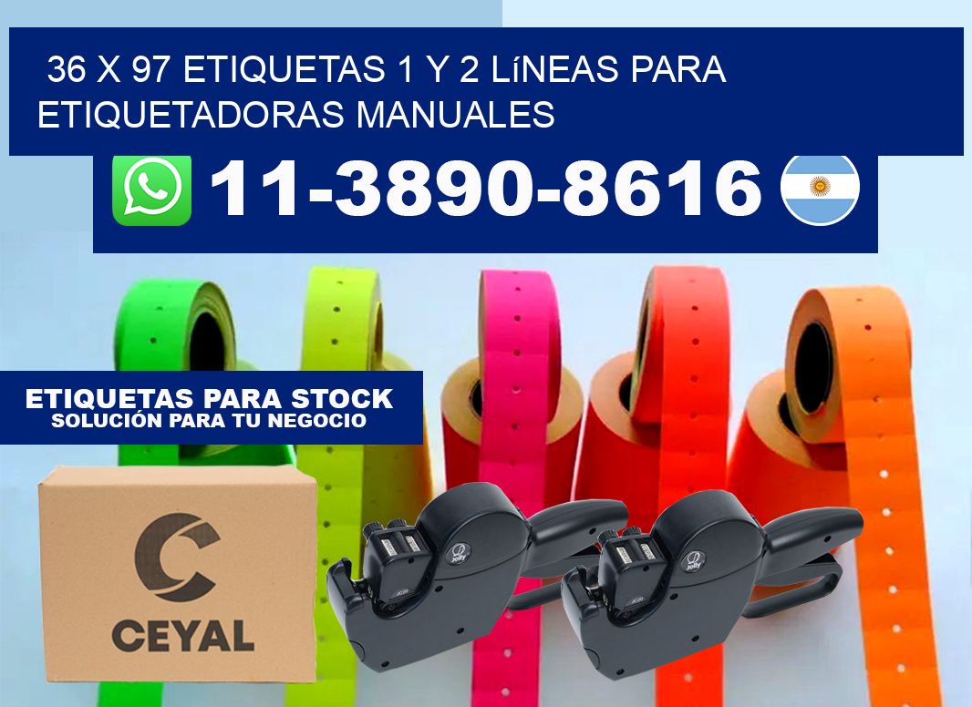 36 x 97 Etiquetas 1 y 2 líneas para etiquetadoras manuales