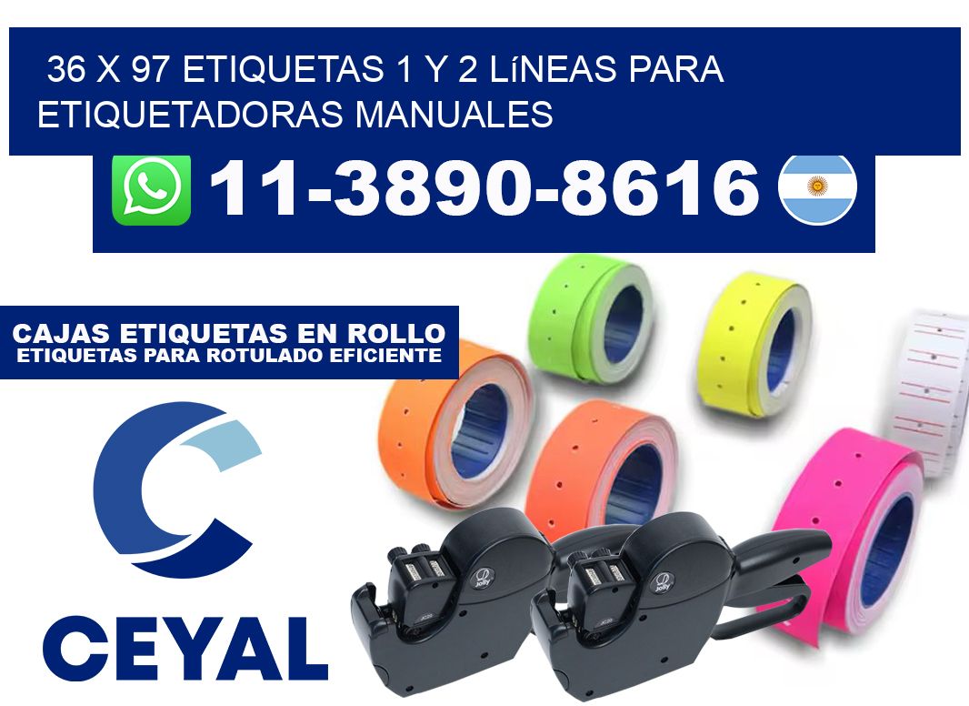 36 x 97 Etiquetas 1 y 2 líneas para etiquetadoras manuales