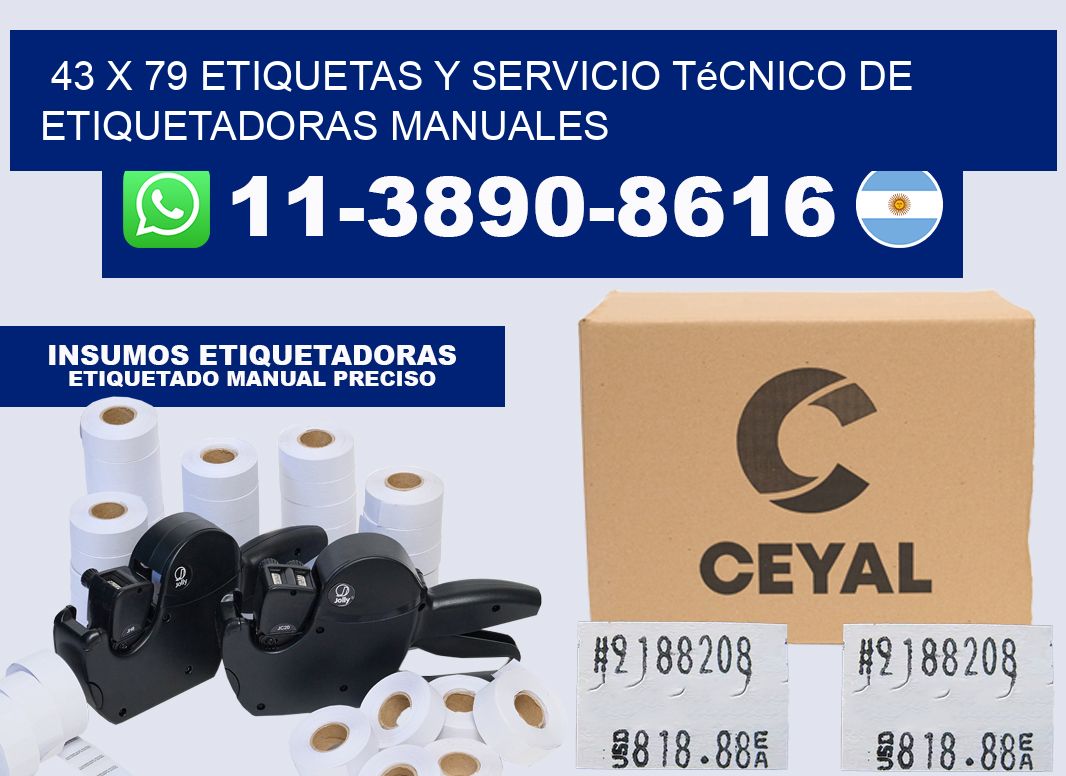 43 x 79 etiquetas y servicio técnico de etiquetadoras manuales