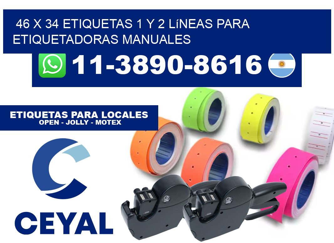 46 x 34 Etiquetas 1 y 2 líneas para etiquetadoras manuales