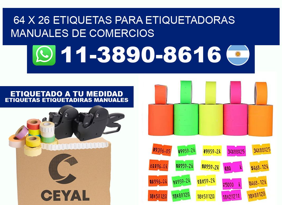 64 x 26 etiquetas para etiquetadoras manuales de comercios