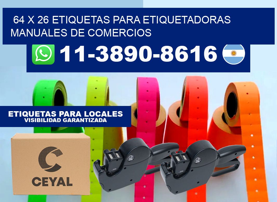 64 x 26 etiquetas para etiquetadoras manuales de comercios