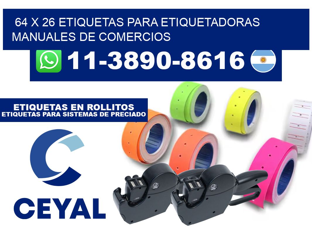 64 x 26 etiquetas para etiquetadoras manuales de comercios