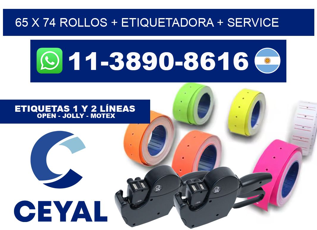 65 x 74 rollos + etiquetadora + service