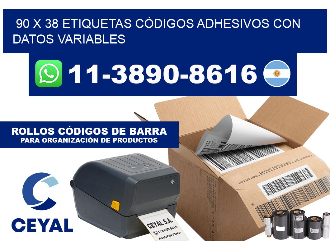 90 x 38 ETIQUETAS CÓDIGOS ADHESIVOS CON DATOS VARIABLES