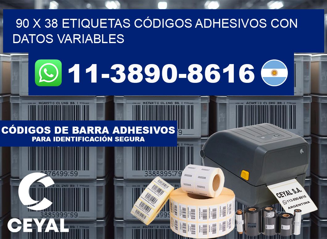 90 x 38 ETIQUETAS CÓDIGOS ADHESIVOS CON DATOS VARIABLES