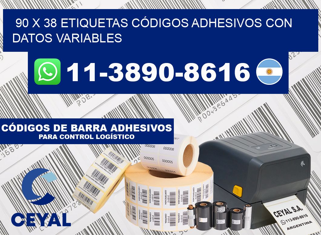 90 x 38 ETIQUETAS CÓDIGOS ADHESIVOS CON DATOS VARIABLES